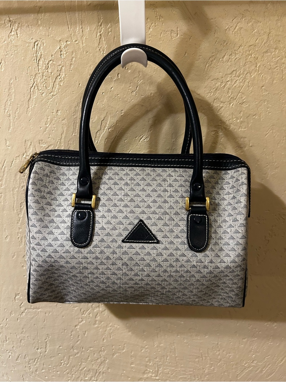 Vintage 80s Liz Claiborne Speedy Black Triangle Satchel Handbag New never worn